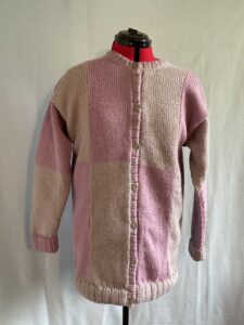 Ladies knitted two-tone long-line cardigan